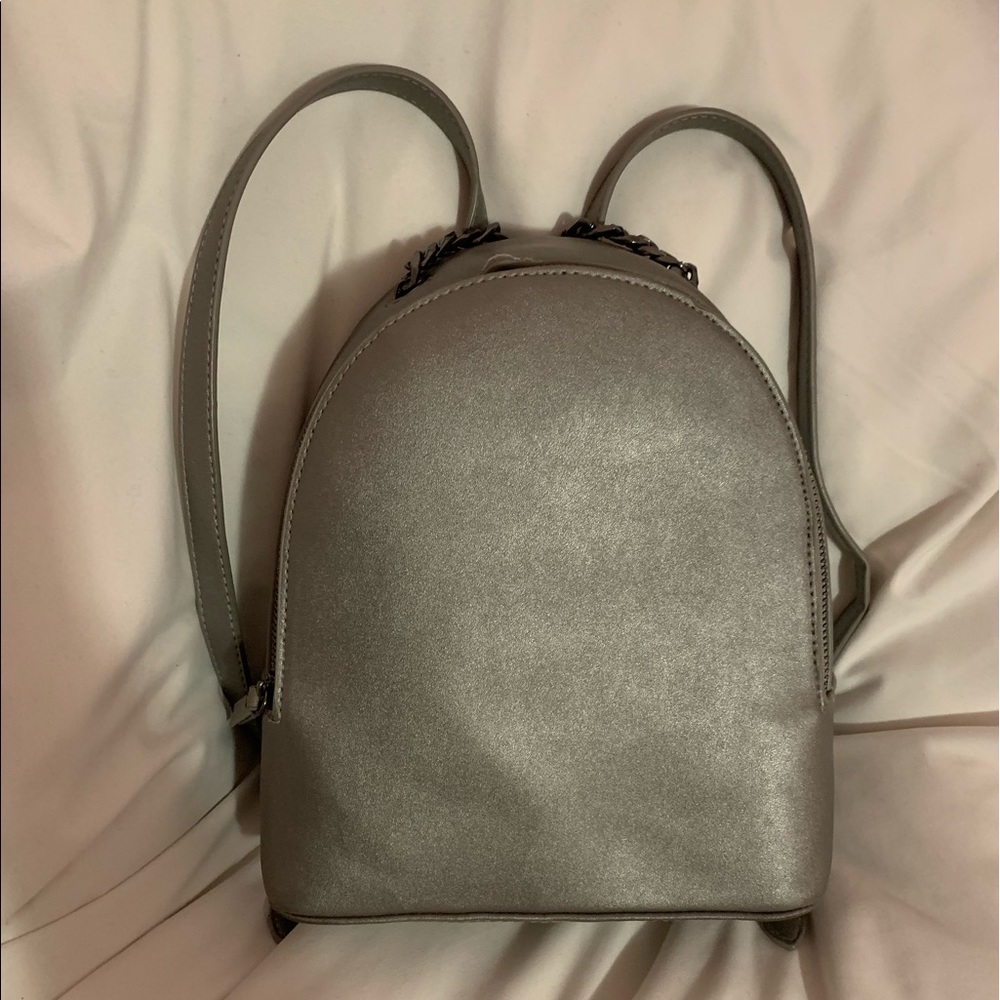 Silver small backpack / purse